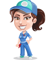 Handy Mechanic Woman Cartoon Vector Character AKA Nicole Fix-it-all